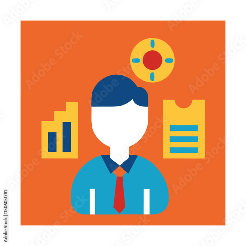 Flat Style Business Concept Icon of Modern Strategy photo