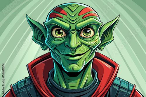 Alien extremely detailed vector and realistic high resolution illustration of an extraterrestrial being cartoon isolated background