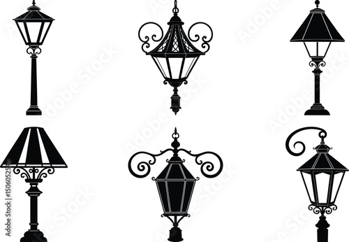 Minimalist Lamp Silhouette Vector Icon White Background Ambient Light