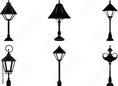 Geometric Lamp Silhouette Vector Icon White Background