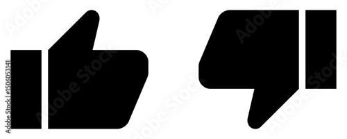 Set of thumbs up and thumbs down icons. Suitable for feedback, voting, review, approval, and disapproval illustrations. Icons, vector, like, dislike.