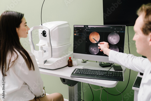 Tableau sur toile OCT eye scan imaging at an ophthalmology clinic