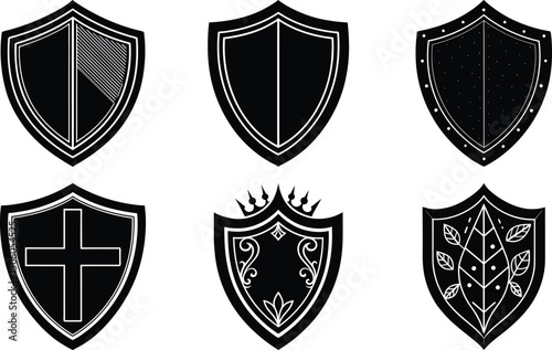Geometric Shield Silhouette Vector Icon White Background template
