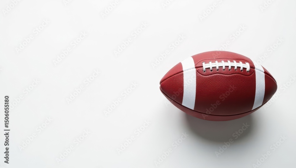 Overhead view of football on pure white backdrop, spiral, element Overhead view of football on pure white backdrop, spiral, element