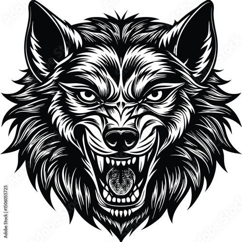 Angry wolf head graphic