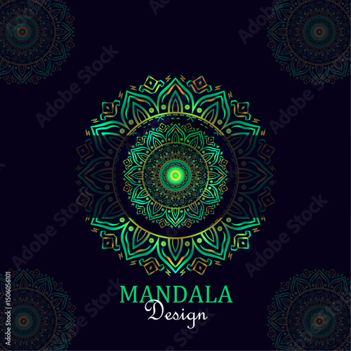 Elegant line art mandala pattern on a colourful background ideal for branding, invitations, and wellness visuals.