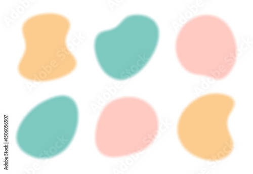 Color liquid organic blob shapes, pastel blur vector irregular random forms, fluid silhouette, simple smooth ink stain. Highlight for social media stories on white background. Perfect for packaging