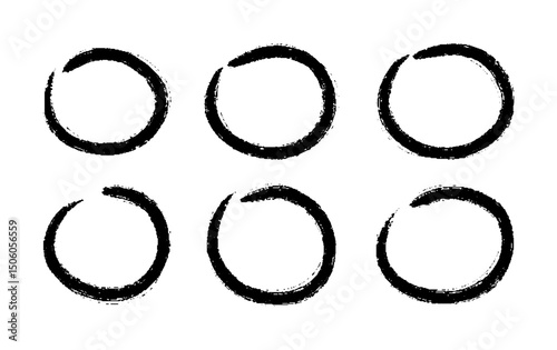 Hand Drawn grunge Circle Highlights with dry brush or marker texture. Marker Scribble Elements Set. Sketchy rough oval and circular frames perfect for emphasizing text, UX design, educational content