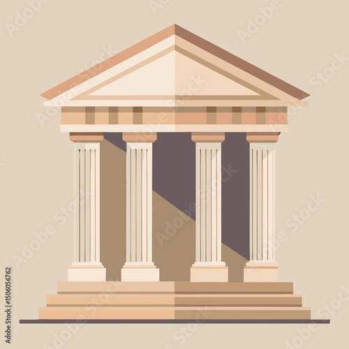 Classical Greek Temple Facade Architectural Illustration