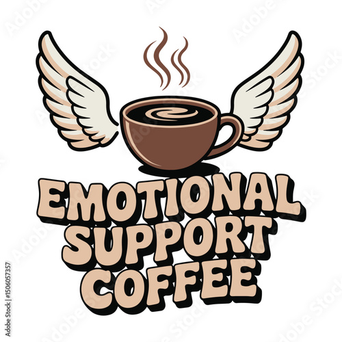 Emotional Support Coffee Wings T Shirt Design