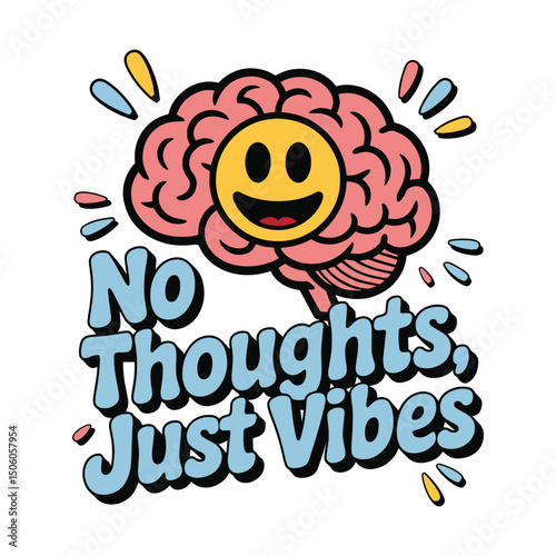 No Thoughts Just Vibes Aesthetic Brain T Shirt Design