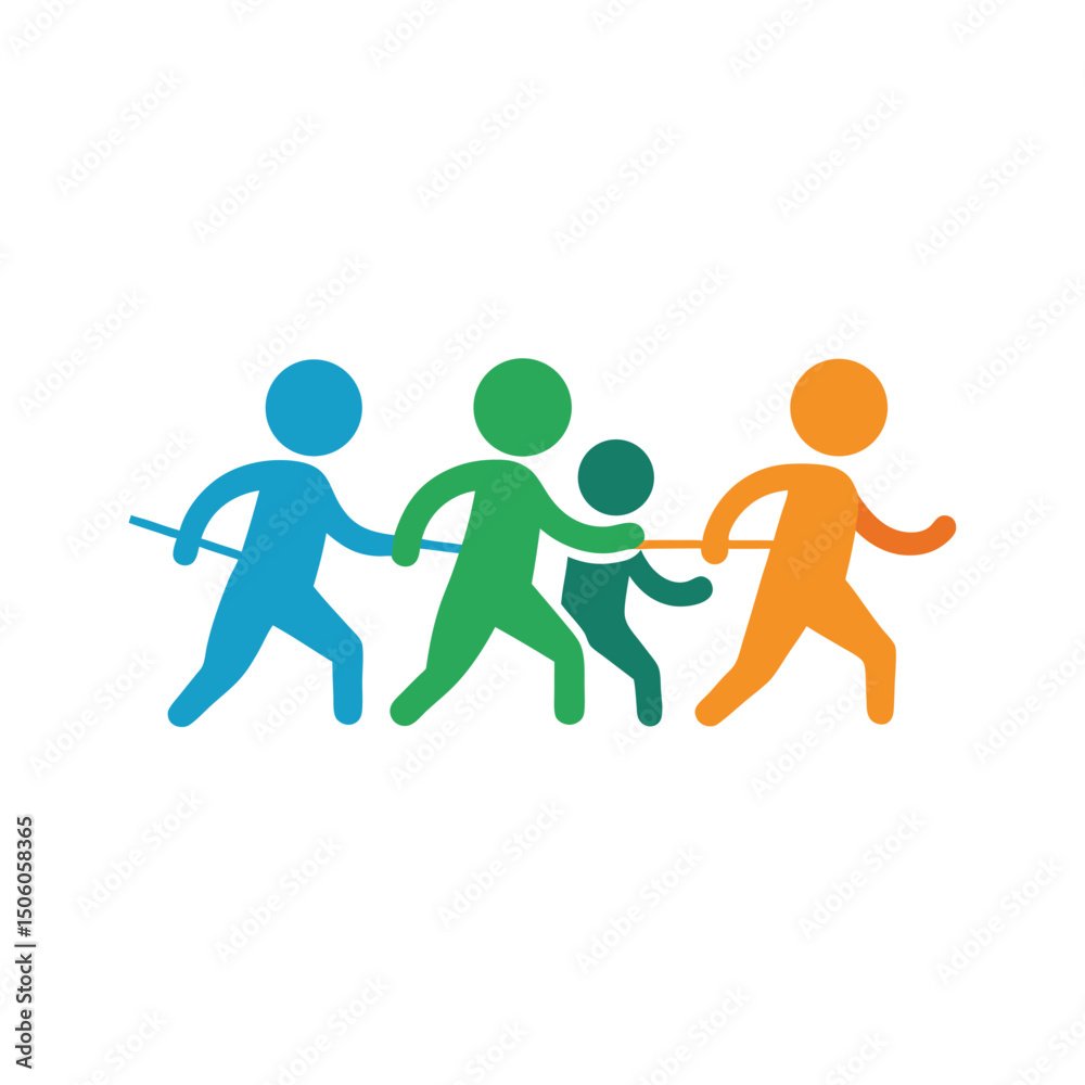 Fototapeta premium Kids Playing Tug of War Fun Icon