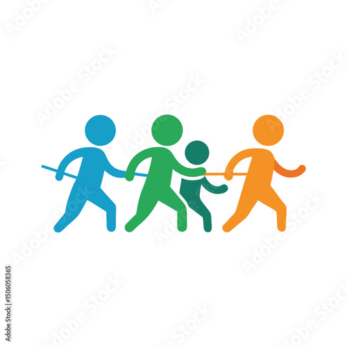 Kids Playing Tug of War Fun Icon