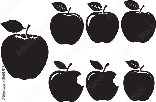 Apple fruit icon black silhouette vector illustration