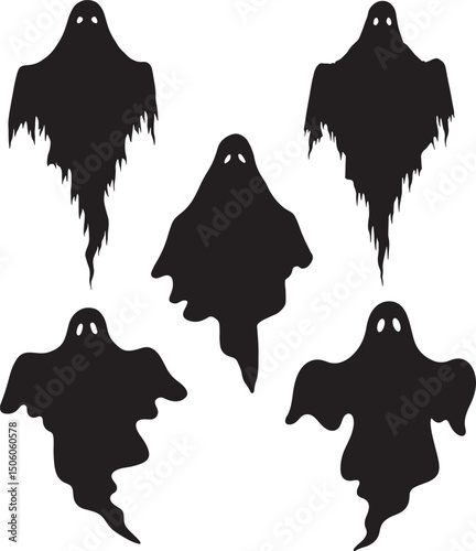 Halloween ghost scary face graphic vector illustration