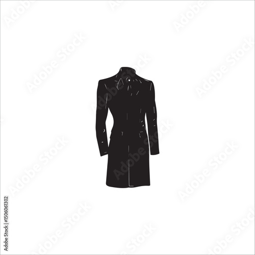 men's raincoat, front view, long style