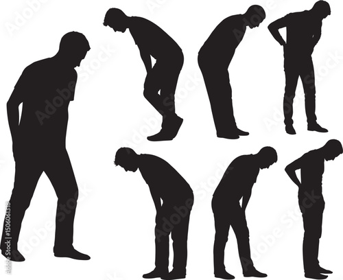 Injured man limping pain pose vector illustration