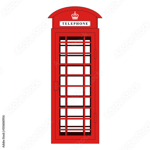 English telephone booth on white background. Talk on the phone. Flat illustration.