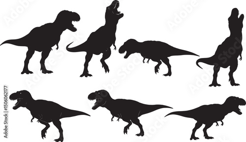 T-rex dinosaur fossil animal pose vector illustration