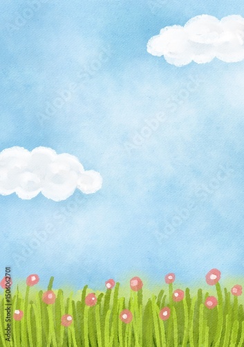 green grass and blue sky
