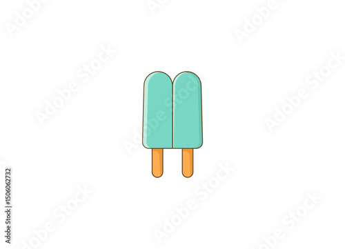 Cartoon ice cream with fruit filling and on a stick. Vector illustration on a white background