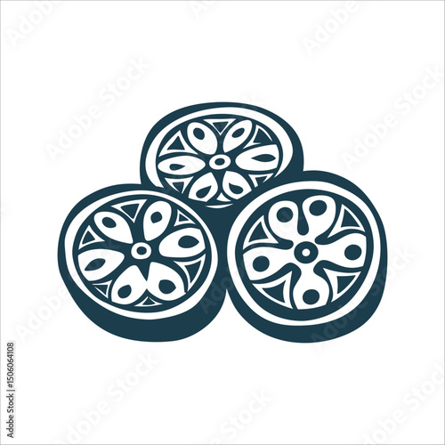 Kawung Batik Pattern. Geometric Circles. Terracotta