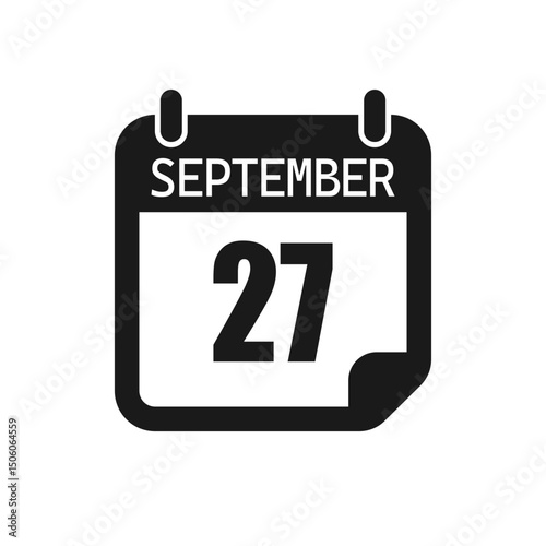 Vector icon page day calendar - 27 September month