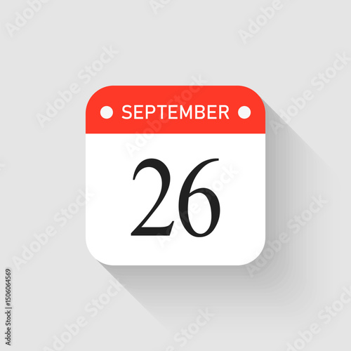 Vector icon page day calendar - 26 September month