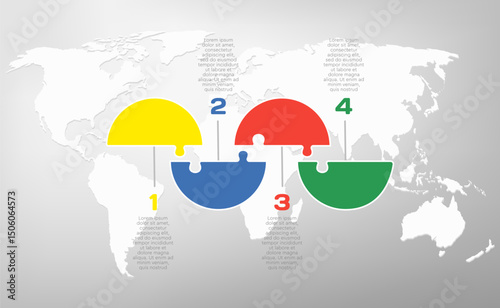 Four steps line infographic, puzzle diagram