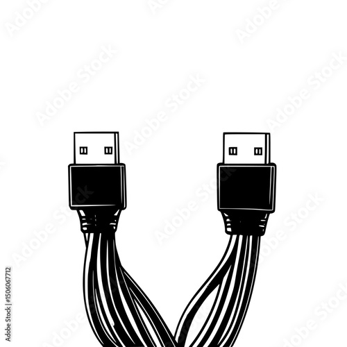 USB cable icon set featuring dual connectors designed for easy visual identification and connectivity representation