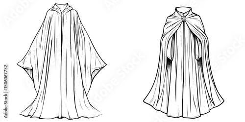 Icon set of various cloaks featuring different styles and designs for creative projects and illustrations