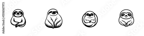 Cute and playful sloth icon set featuring four distinct designs for various creative projects