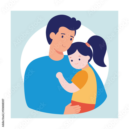 Father Hugging Daughter Emotional Family Illustration