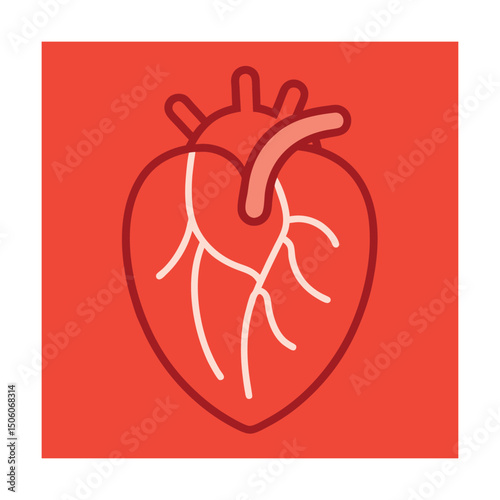 Human Heart Anatomy Icon for Medical and Educational Use