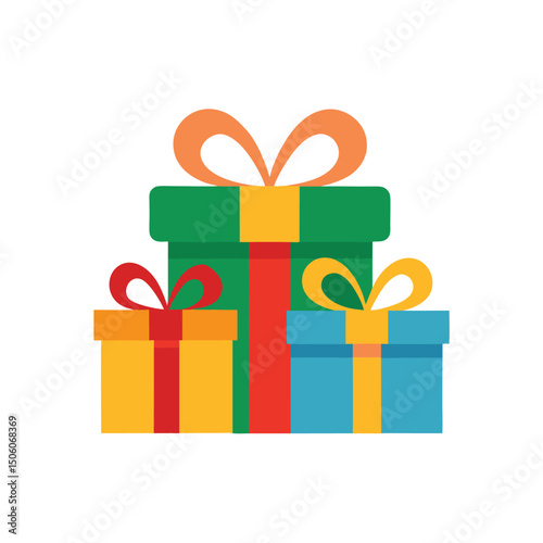 Wrapped Gift Boxes with Colorful Ribbons Illustration
