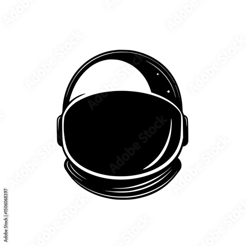 Modern black and white astronaut helmet icon design for digital application and graphic use