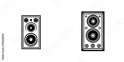 Icon set featuring detailed speaker designs suitable for various applications and creative projects
