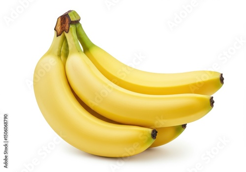 Bunch of fresh yellow bananas isolated on white background, a healthy and tropical fruit