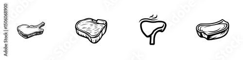 Variety of illustrated meat cuts in a minimalist design showcasing the diversity of culinary options