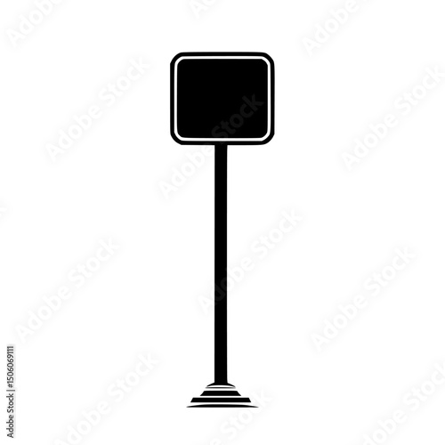 Icon set featuring a blank square sign on a tall pole intended for customizable labels or messages