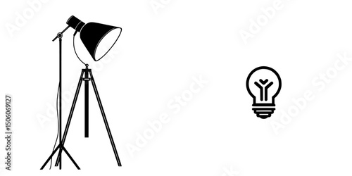 Icon set featuring a floor lamp and light bulb in simple design for modern digital applications