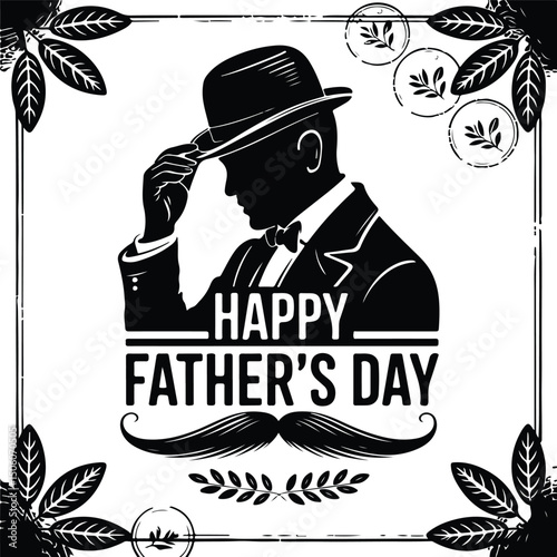 Happy Father's Day Typography Silhouette Set – Calligraphy Style Vectors Father’s Day Lettering Bundle – Silhouette Designs for Dads