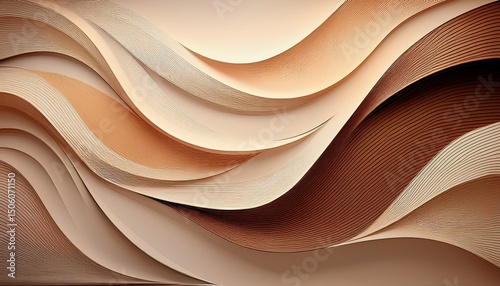 abstract beige and brown curving wall design
