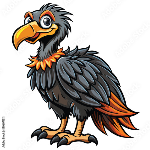 Cartoon vulture with happy expression