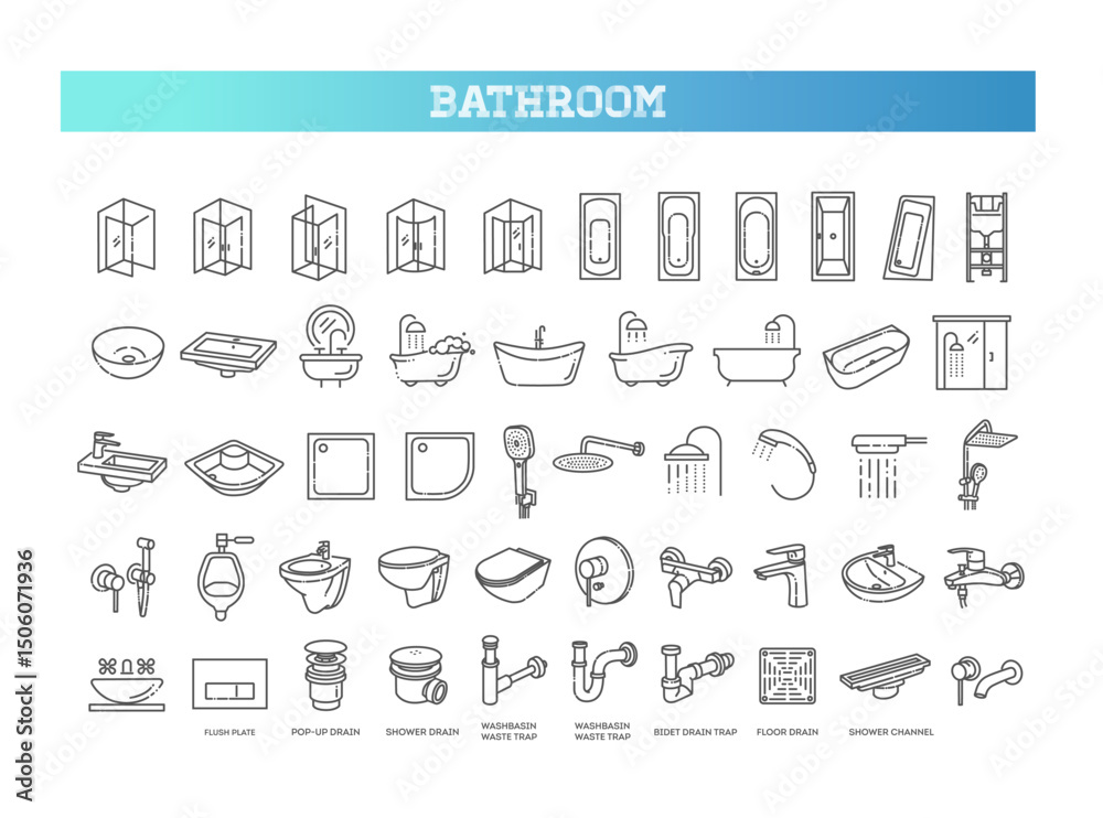 Restroom, Bathroom Vector Icon Set