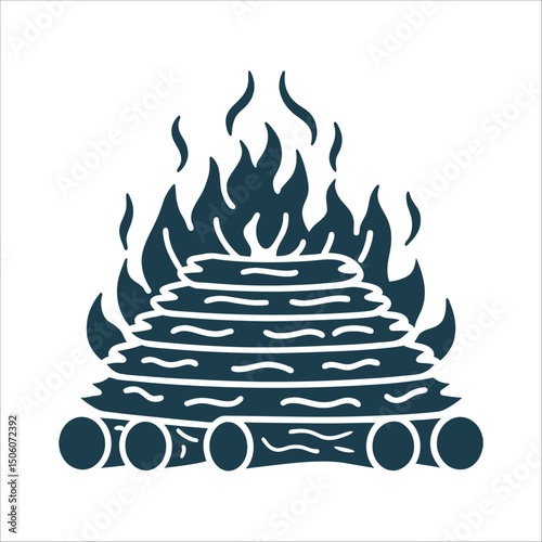 Beltane Fire Pyre with Embers Swirling Upward