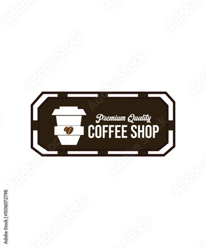 Emblem vintage coffee logo vector, Retro badge coffee cup logo, Premium coffee shop bar brand symbol icon.