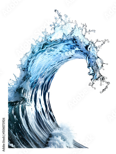 A towering wave crashing into the sea, representing nature's strength and dynamic beauty.