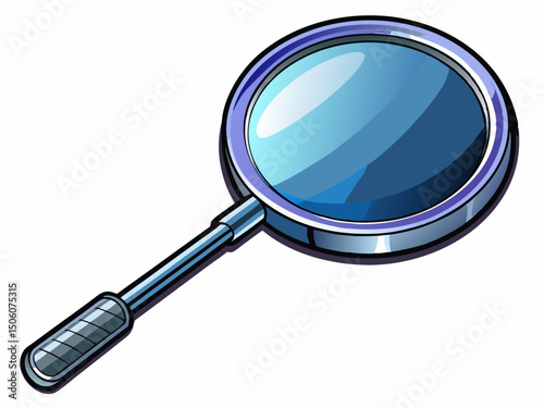 A clean vector illustration of a stainless steel dental mouth mirror with a reflective round head, on a white background