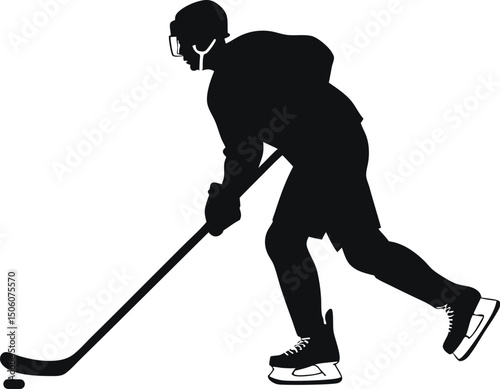 Ice hockey player silhouette action shot